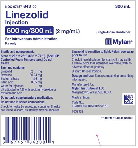 Linezolid Injection: MedlinePlus Drug Information.